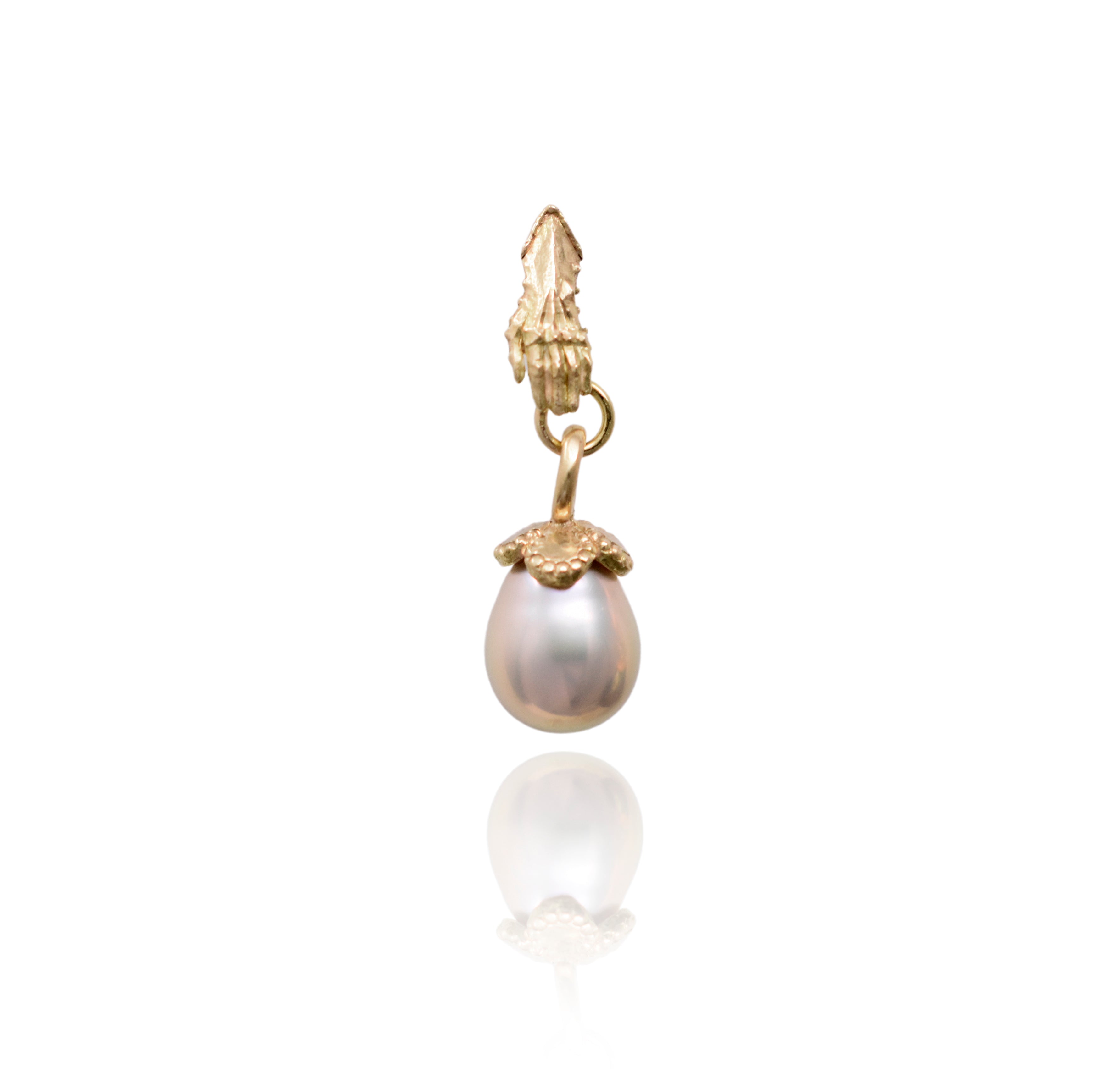 Single Treasury Earring with Metallic Pink Pearl – Morgaine Faye