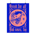 Bread and Roses Poster - Pink on Ultramarine