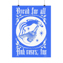 Bread and Roses Poster - White on Blue