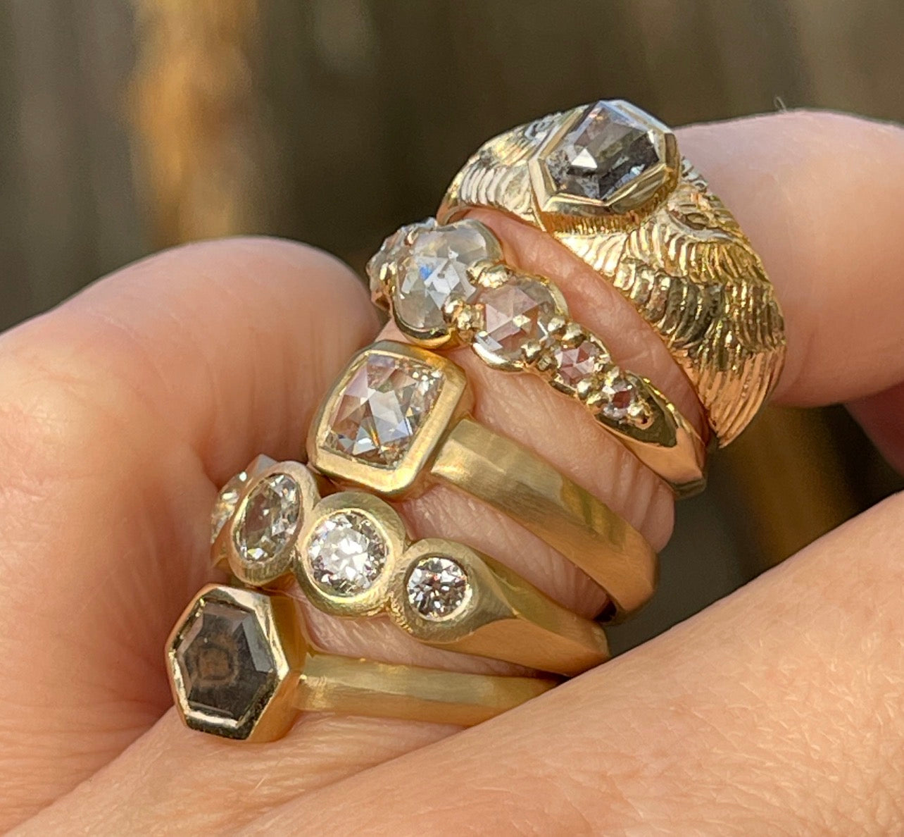 Sigrid - Rosecut Hex Diamond Ring – Morgaine Faye