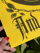 Bread and Roses Poster - Burnt Umber on Yellow