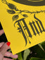 Bread and Roses Poster - Burnt Umber on Yellow