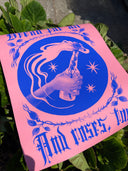 Bread and Roses Poster - Ultramarine on Pink