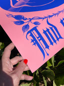 Bread and Roses Poster - Ultramarine on Pink