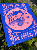 Bread and Roses Poster - Pink on Ultramarine