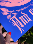 Bread and Roses Poster - Pink on Ultramarine