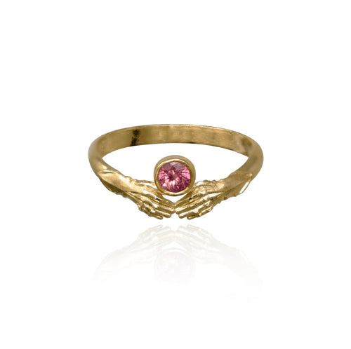 Stronghold Contour Ring with Padparadscha Sapphire